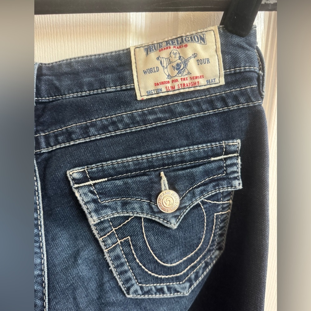 TRUE RELIGION Slim Straight Denim Jeans Size 27 - Picture 3 of 7